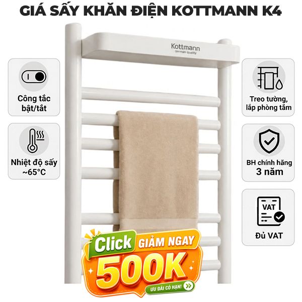 Giá sấy khăn Kottmann K4 màu trắng