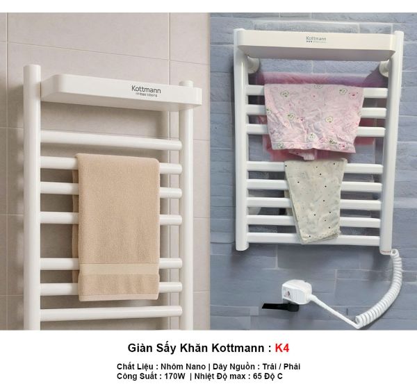 Giá sấy khăn Kottmann K4 nguồn trái/phải