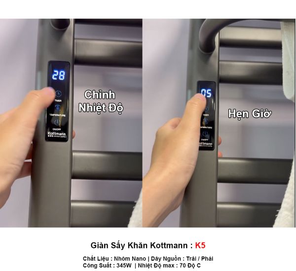 Giá sấy khăn Kottmann K5 màu xám đậm