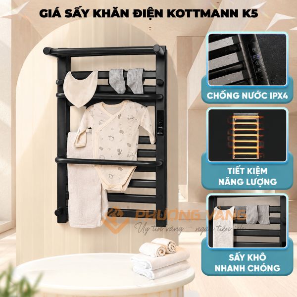 Giá sấy khăn Kottmann K5 màu xám đậm