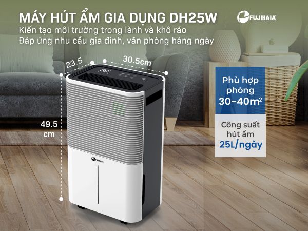 Máy hút ẩm Fujihaia DH25W (25 lít/ngày)