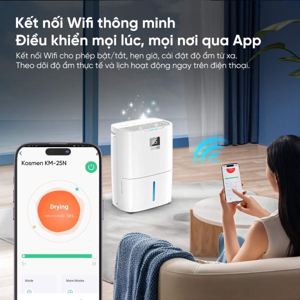 Máy hút ẩm Kosmen KM-25N (25 lít/ngày), có wifi