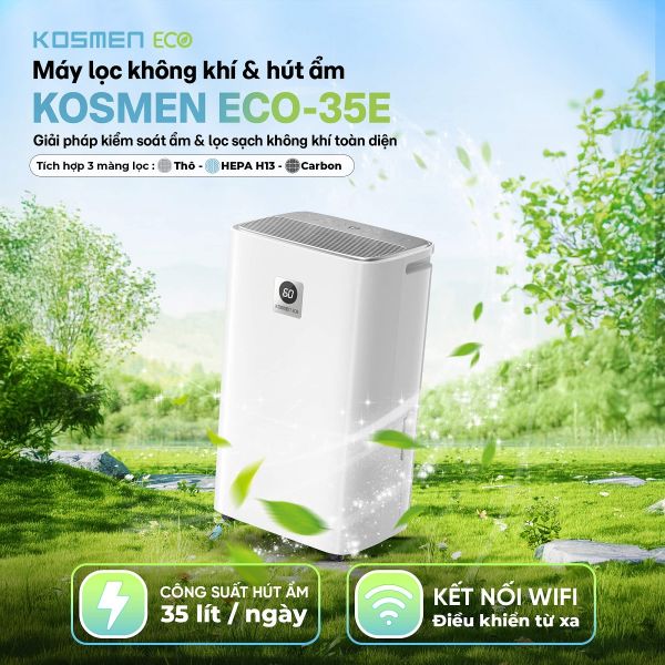 Máy hút ẩm lọc không khí Kosmen ECO-35E (35 lít/ngày), Wifi