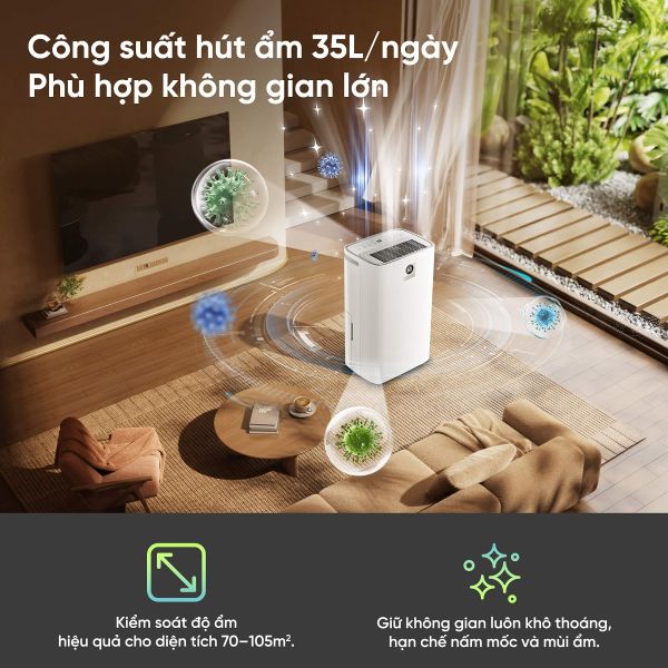 Máy hút ẩm lọc không khí Kosmen ECO-35E (35 lít/ngày), Wifi