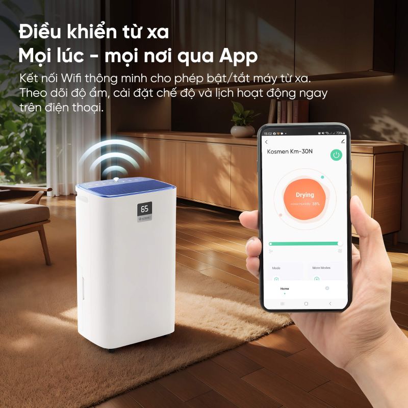 Máy hút ẩm lọc không khí Kosmen KM-30N kết nối Wifi