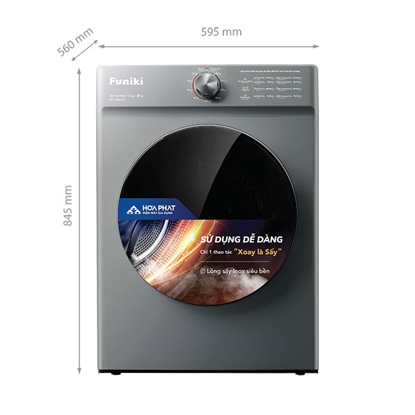 Máy sấy quần áo Funiki HD V680AG 8kg