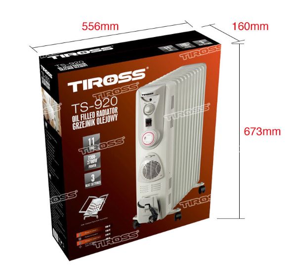 Máy sưởi dầu Tiross TS920, 11 thanh, 2700W