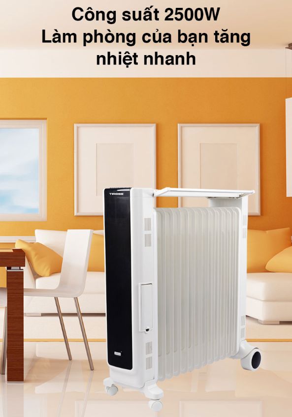 Máy sưởi dầu Tiross TS9213, 13 thanh, có điều khiển từ xa