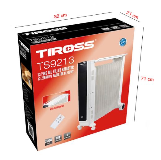 Máy sưởi dầu Tiross TS9213, 13 thanh, có điều khiển từ xa