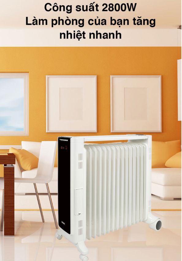 Máy sưởi dầu Tiross TS9215, 15 thanh, có điều khiển từ xa