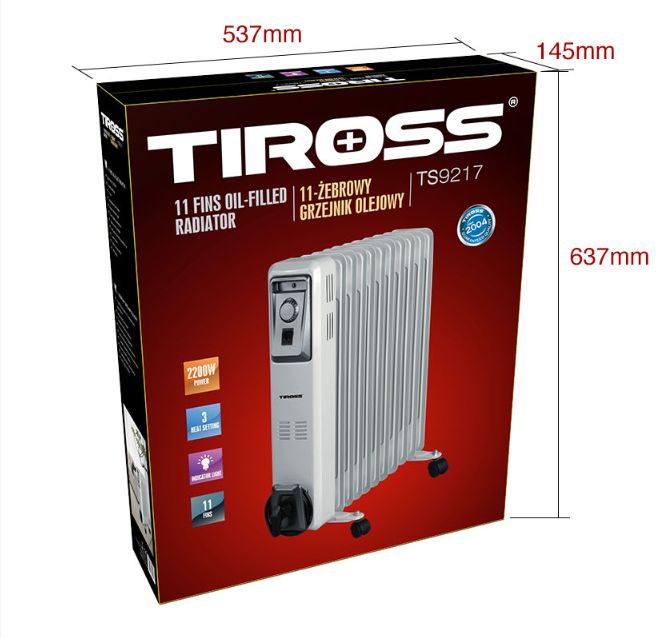 Máy sưởi dầu Tiross TS9217, 11 thanh, 2200W