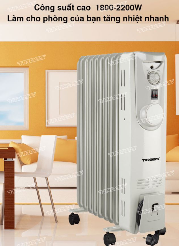 Máy sưởi dầu Tiross TS923 , 9 thanh, 1800-2200W
