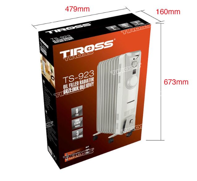 Máy sưởi dầu Tiross TS923 , 9 thanh, 1800-2200W