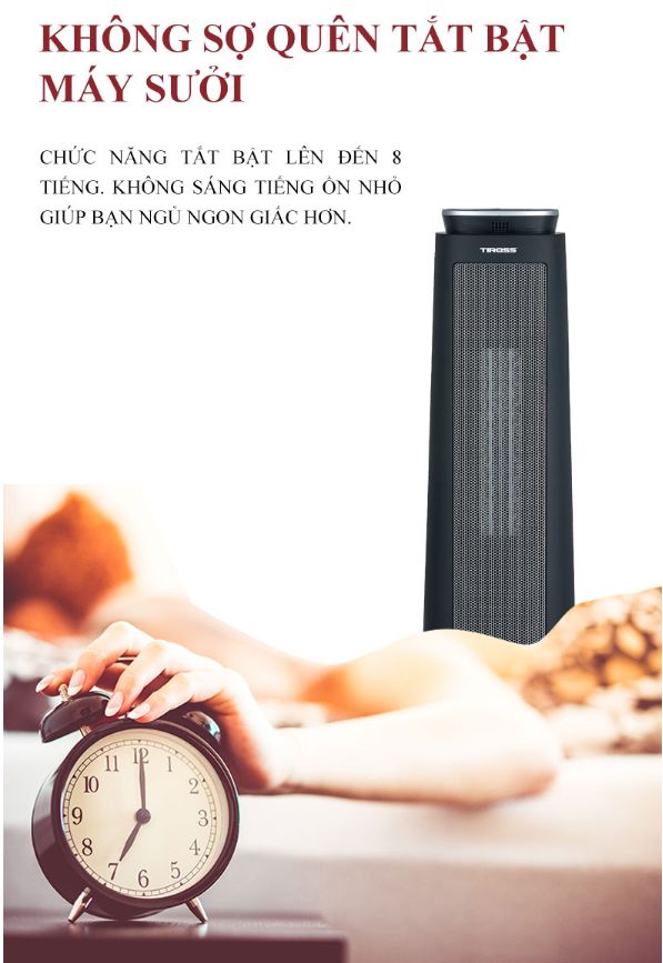 Máy sưởi gốm Tiross TS9446 có điều khiển từ xa