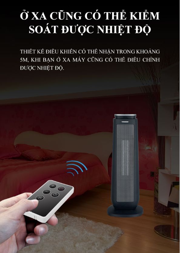 Máy sưởi gốm Tiross TS9446 có điều khiển từ xa