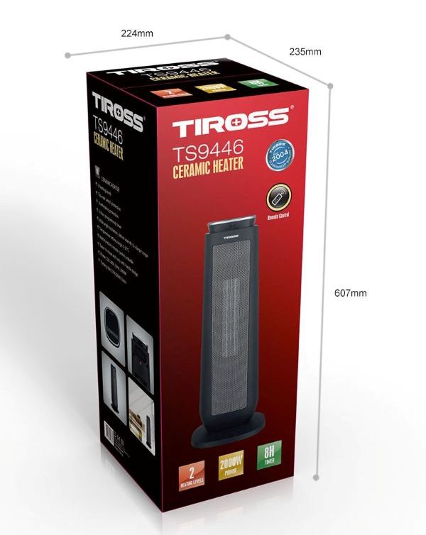 Máy sưởi gốm Tiross TS9446 có điều khiển từ xa