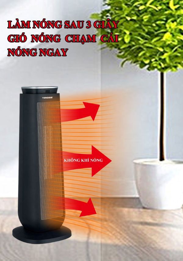 Máy sưởi gốm Tiross TS9446 có điều khiển từ xa
