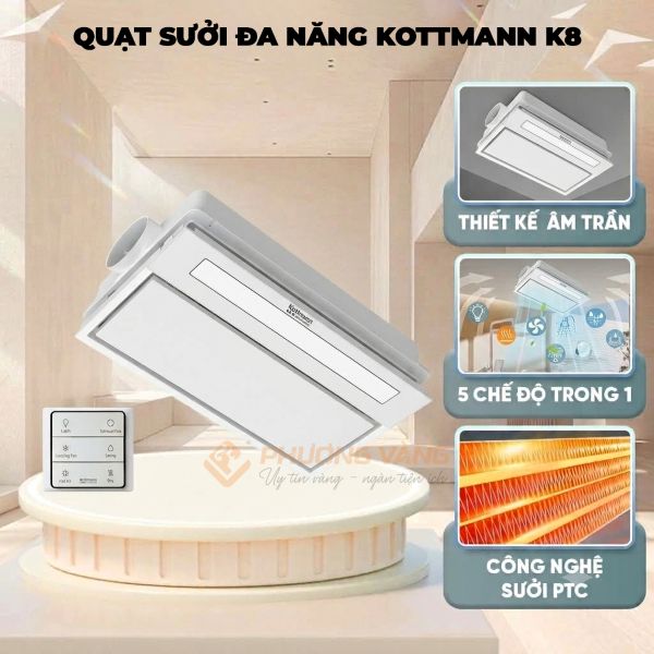 Quạt âm trần đa năng Kottmann K8 lắp nhà tắm