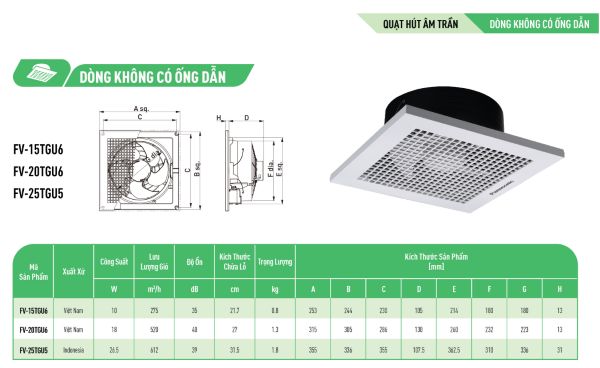 Quạt Hút âm trần Panasonic FV-15TGU6