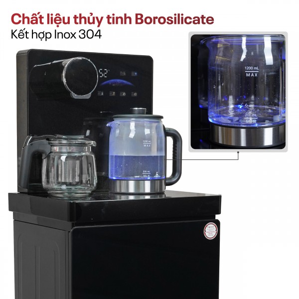 Cây nước nóng lạnh bàn trà Fujihome TBA2 trang bị bình đun siêu tốc và ấm pha trà