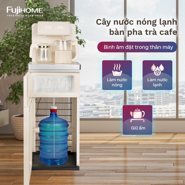 Cây nước nóng lạnh bàn trà Fujihome TB-231C bình âm đặt trong thân máy