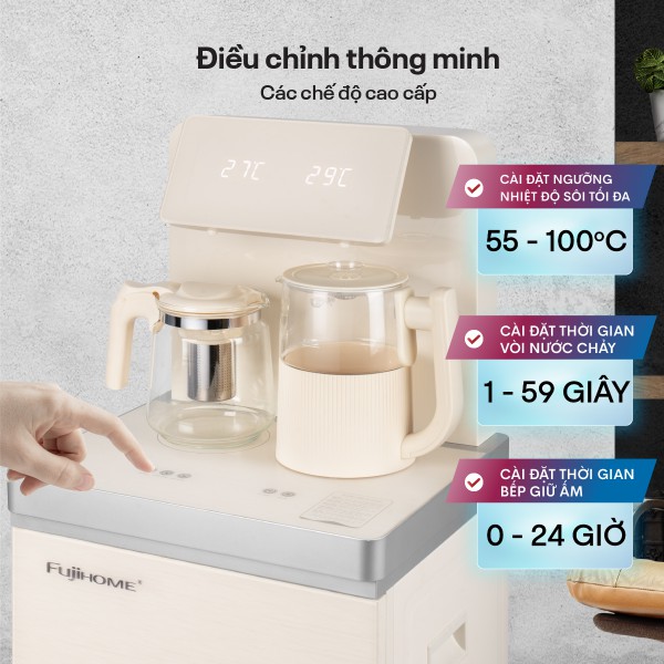 Cây nước nóng lạnh bàn trà Fujihome TB-231C cài đặt nhiệt độ, thời gian