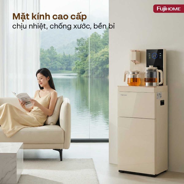 Cây nước nóng lạnh bàn trà Fujihome TB238N-UV mặt kính cao cấp