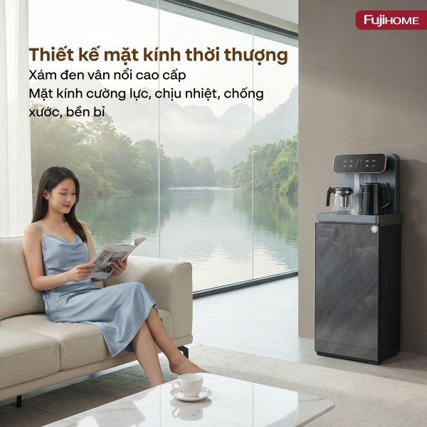 Cây nước nóng lạnh bàn trà Fujihome TB243AN mặt kính thời thượng