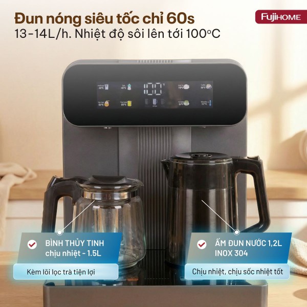 Cây nước nóng lạnh bàn trà Fujihome TB243AN đun nóng siêu tốc