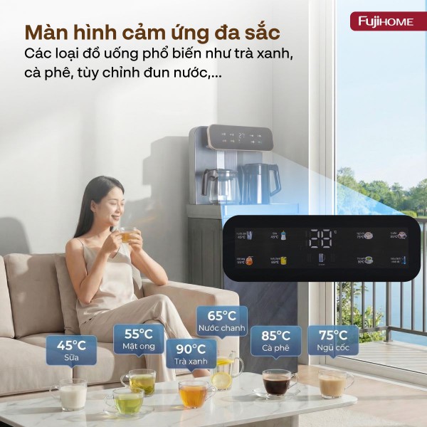 Cây nước nóng lạnh bàn trà Fujihome TB243AN màn hình cảm ứng
