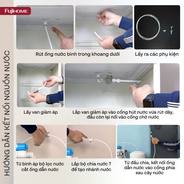 Cây nước nóng lạnh bàn trà Fujihome TB392N hướng dẫn lắp nguồn nước