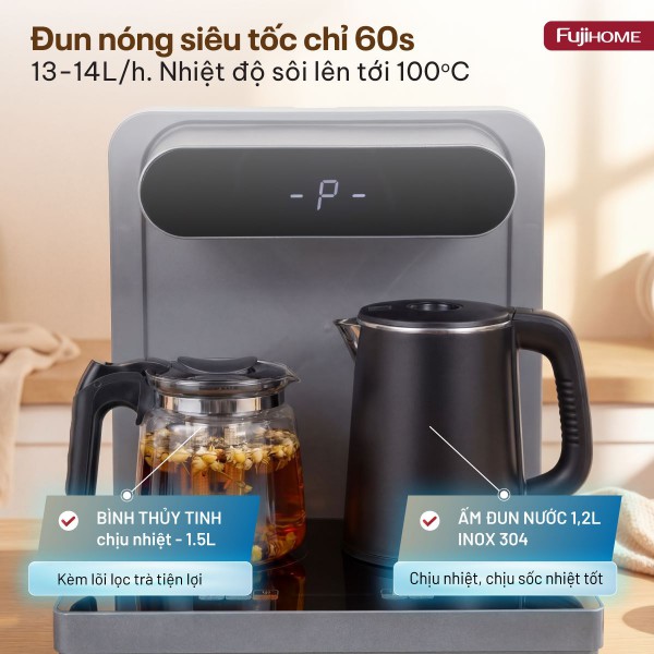 Cây nước nóng lạnh bàn trà Fujihome TB392N đun nóng siêu tốc