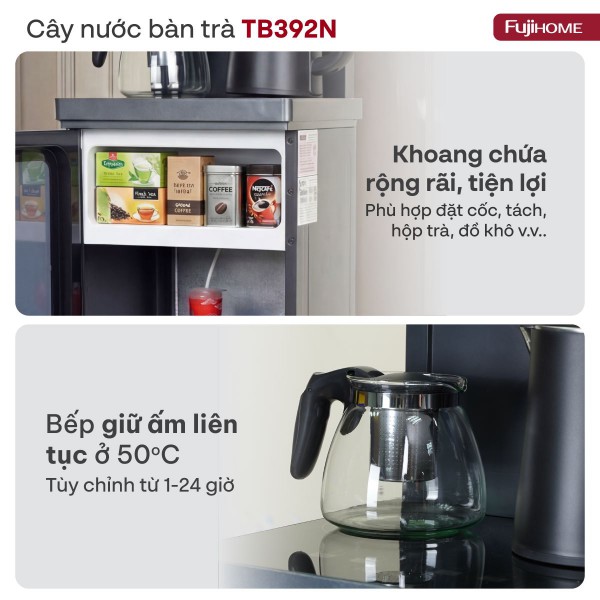 Cây nước nóng lạnh bàn trà Fujihome TB392N ngăn chứa đồ