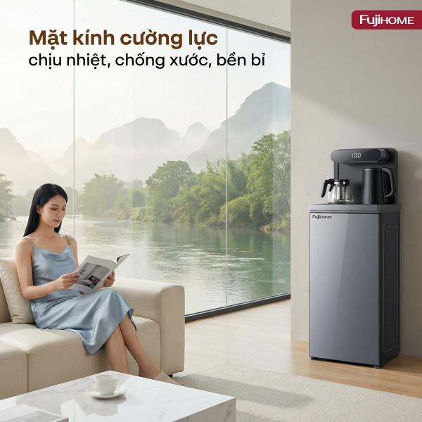 Cây nước nóng lạnh bàn trà Fujihome TB392N mặt kính cường lực