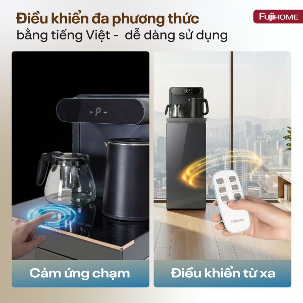 Cây nước nóng lạnh bàn trà Fujihome TB392N điều khiển từ xa