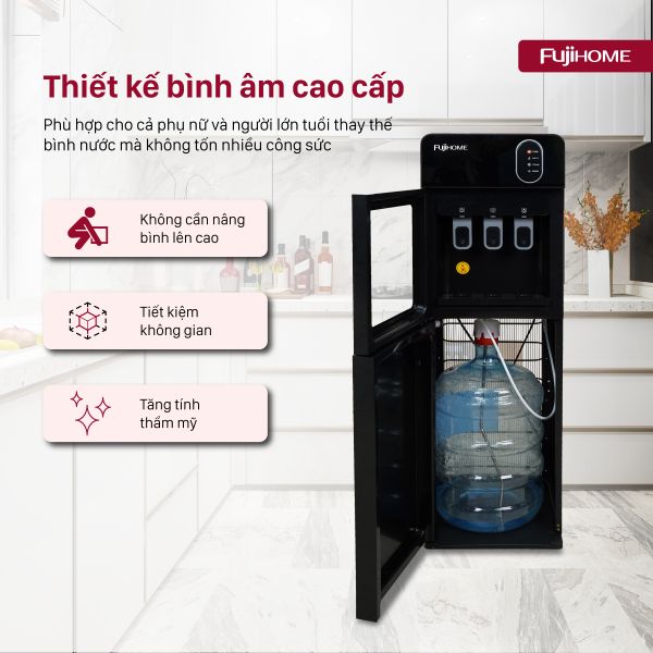 Cây nước nóng lạnh Fujihome WD11EC dễ dàng thay bình nước