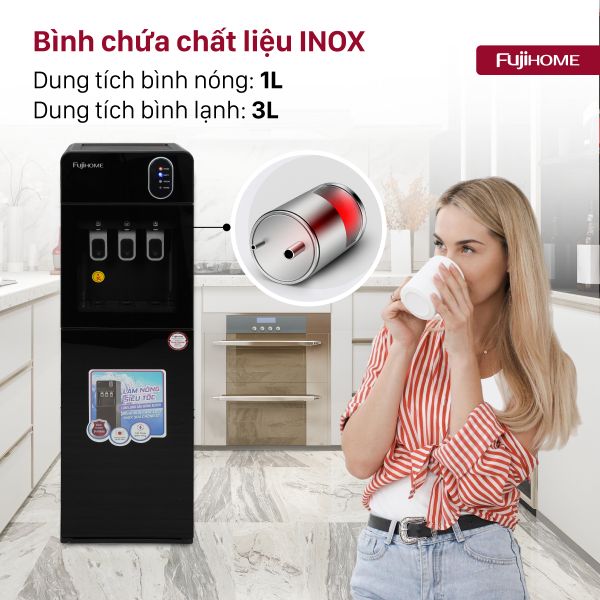 Cây nước nóng lạnh Fujihome WD11EC bình chứa chất liệu inox