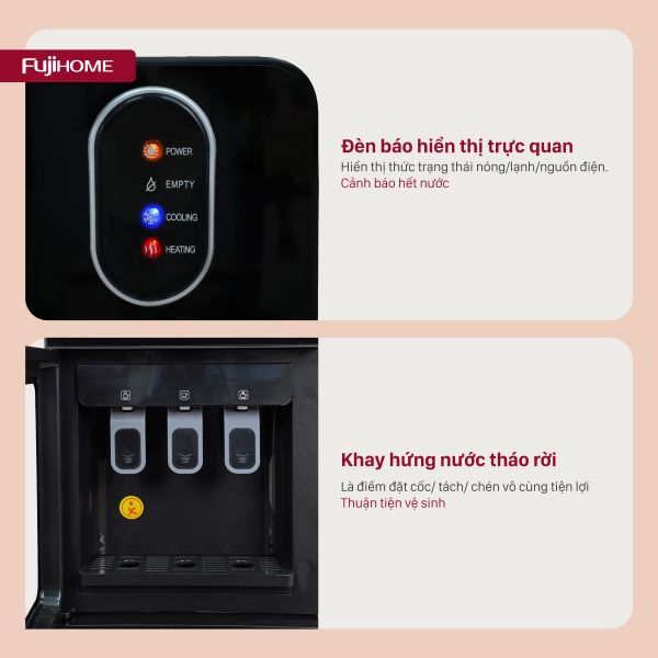 Cây nước nóng lạnh Fujihome WD11EC bảng điều khiển