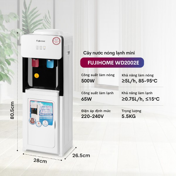Cây nước nóng lạnh Fujihome WD2002E úp bình