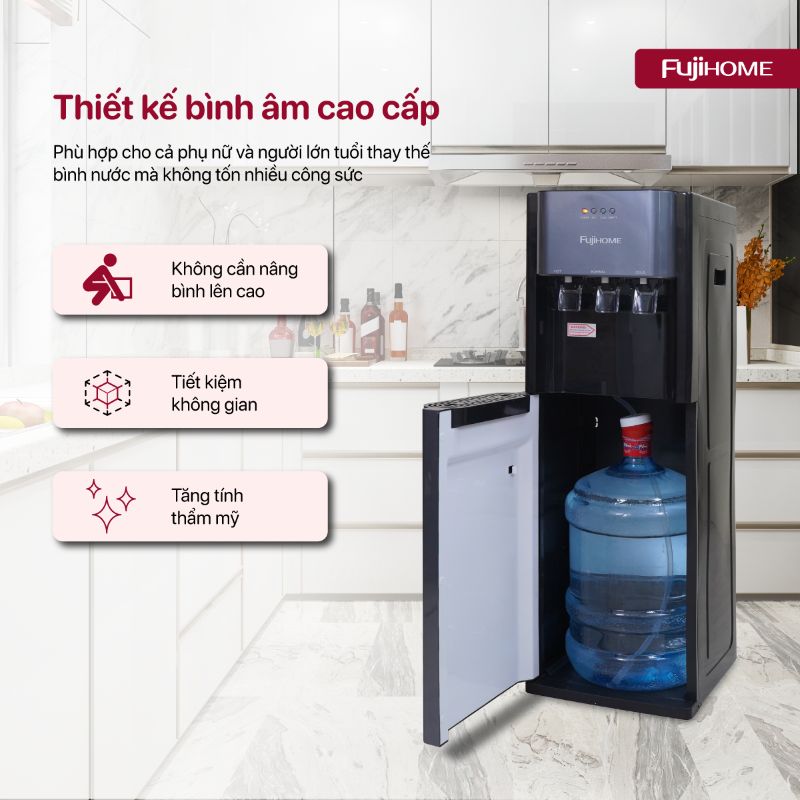 Cây nước nóng lạnh Fujihome WD211UE bình lắp âm dễ thay thế bình nước