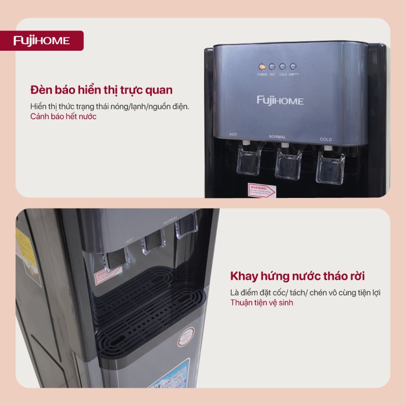 Cây nước nóng lạnh Fujihome WD211UE bảng điều khiển