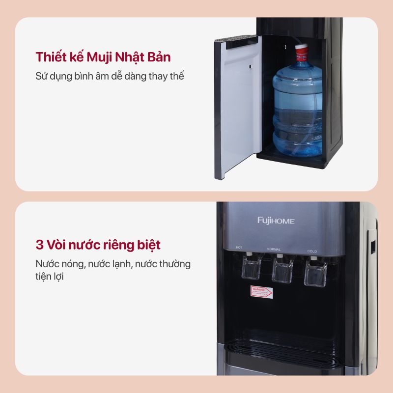 Cây nước nóng lạnh Fujihome WD211UE 3 vòi nóng lạnh nguội