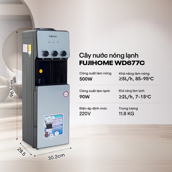 Cây nước nóng lạnh Fujihome WD677C úp bình