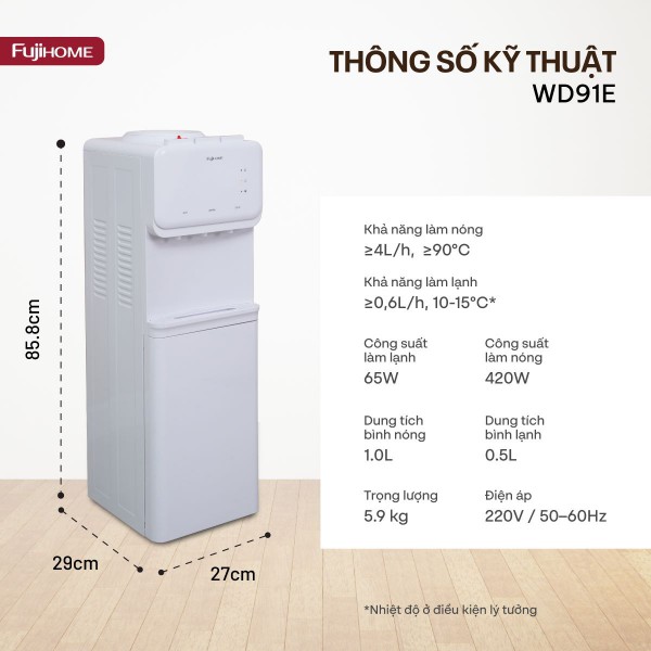 Cây nước nóng lạnh Fujihome WD91E úp bình