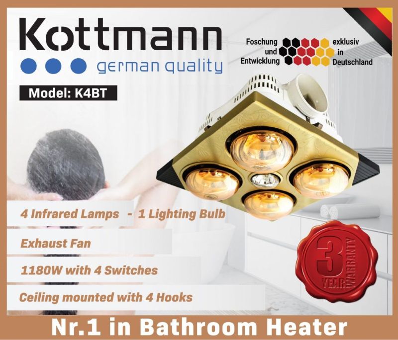 Đèn sưởi nhà tắm âm trần Kottmann K4BT 4 bóng