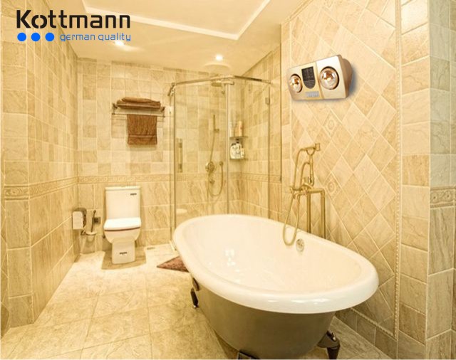Đèn sưởi nhà tắm Kottmann K2B-HW-G 2 bóng, 1 quạt, 2100W