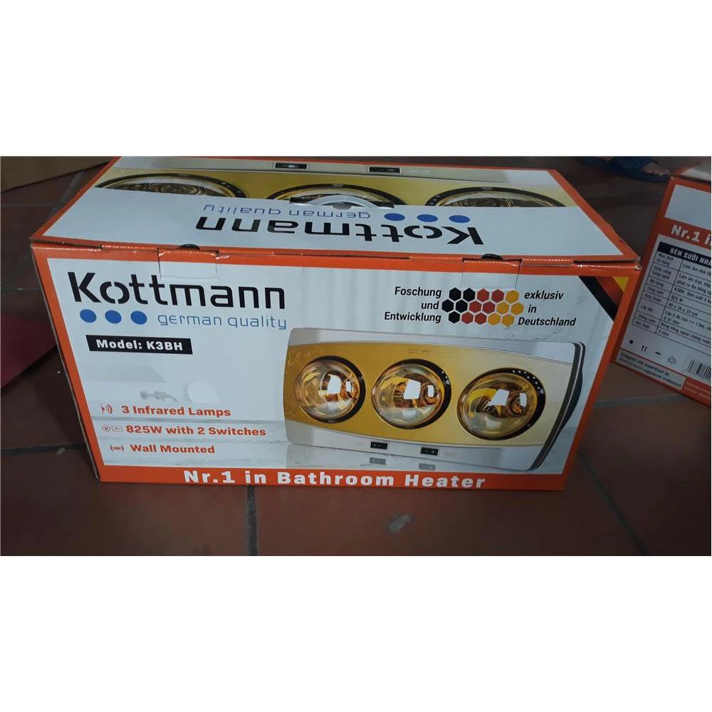 Đèn sưởi nhà tắm Kottmann K3BH 3 bóng vàng, 825W