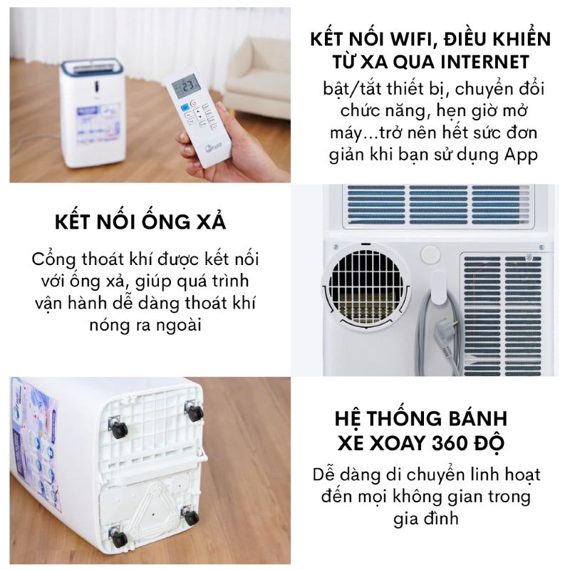 Điều hòa di động FujiE MPAC12 - 12000BTU, kết nối wifi