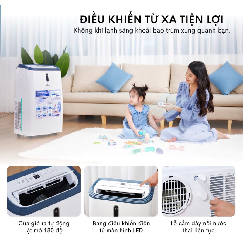 Điều hòa di động FujiE MPAC12 - 12000BTU, điều khiển từ xa