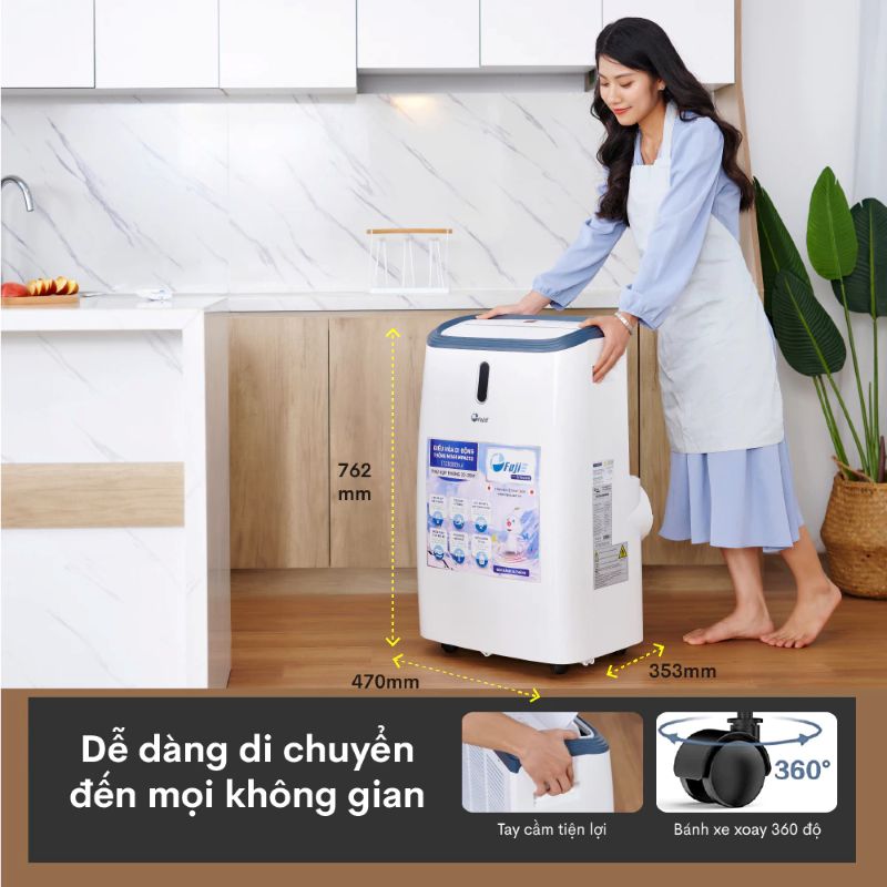 Điều hòa di động FujiE MPAC12 - 12000BTU, di chuyển linh hoạt
